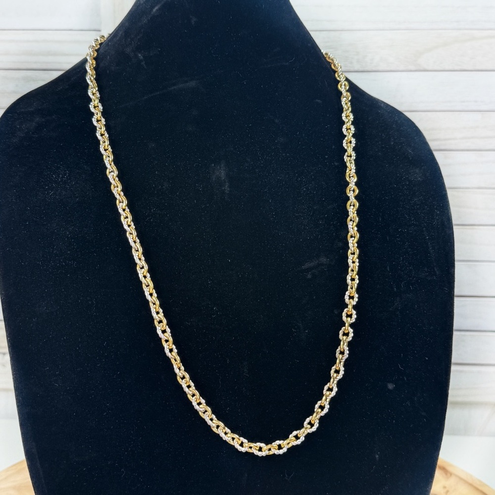 Talbots‎ Two Tone Fancy Link Rope Chain Gold Silver Necklace